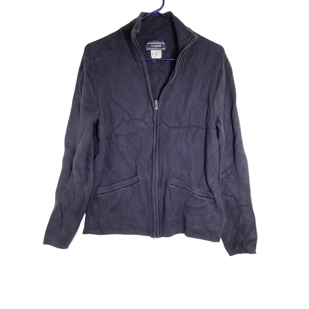 American Airlines Lands End Women's Small Blue Full Zip Sweater Jacket HR11-7